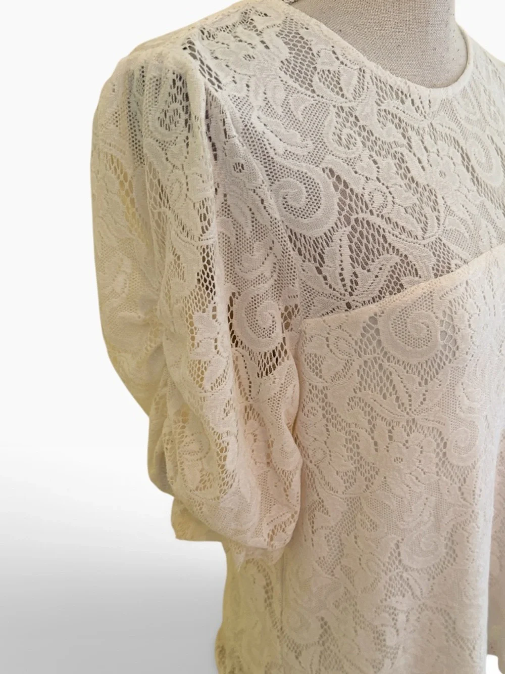 Anthropologie White Lace Short-Sleeve Blouse